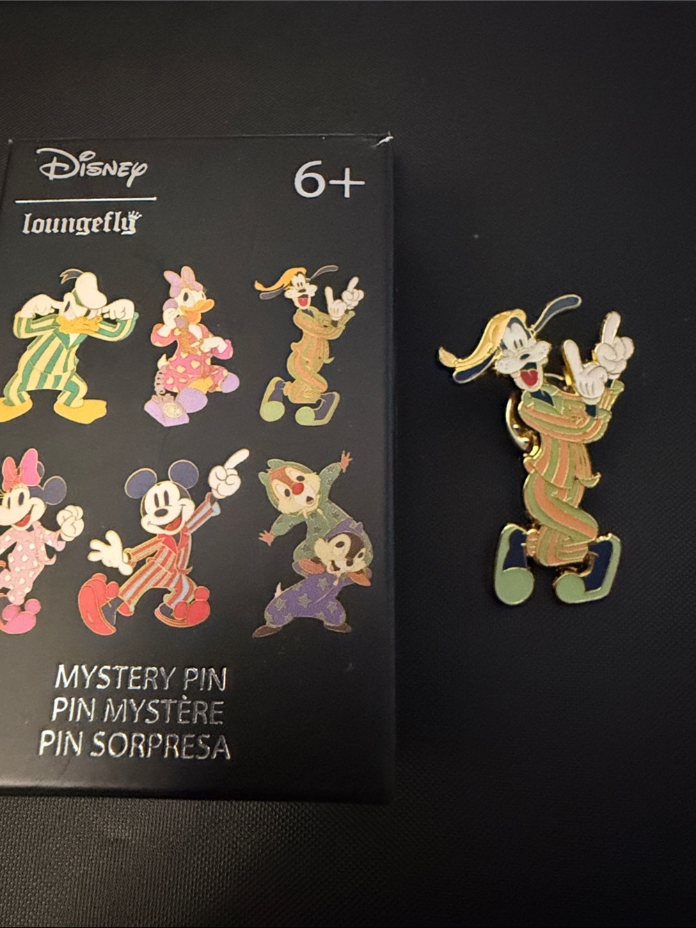 Loungefly Disney Goofy pajamas Enamel Pin — Green and Gold Striped Outfit